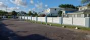 Blue & White Vinyl Semi-Privacy Fence